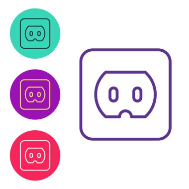 Elektrik çıkış simgesini beyaz arkaplanda izole et. Elektrik prizi. Rosette sembolü. Simgeleri renklendirin. Vektör