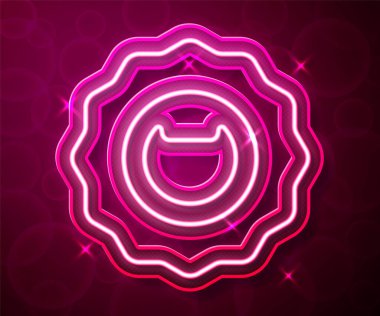 Parlayan neon hattı şişe açma simgesi kırmızı arkaplanda izole edildi. Vektör