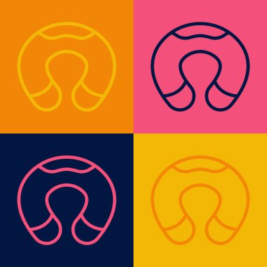 Pop sanat serisi seyahat boyun yastığı ikonu renk arkaplanda izole. Yastık U şeklinde. Vektör