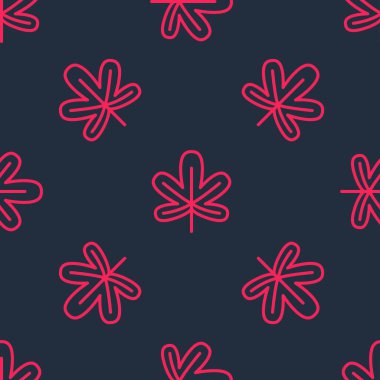 Kırmızı çizgi Kestane yaprağı simgesi siyah arkaplanda izole edilmiş. Vektör