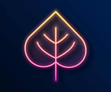 Parlayan neon çizgisi Yaprak simgesi siyah arkaplanda izole edildi. İşaret bırakıyor. Taze doğal ürün sembolü. Vektör