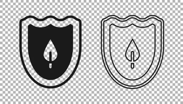 Черный Щит Иконкой Листа Изолирован Прозрачном Фоне Экологичный Защитный Щит — стоковый вектор