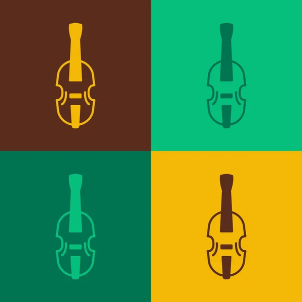 流行艺术小提琴图标孤立的色彩背景 音乐乐器 — 图库矢量图片