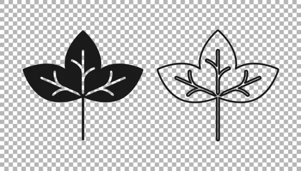 Black Leaf Symbol Isoliert Auf Transparentem Hintergrund Laubblätter Winken Symbol — Stockvektor