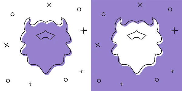 Set Icono Bigote Barba Aislado Sobre Fondo Blanco Púrpura Símbolo — Vector de stock
