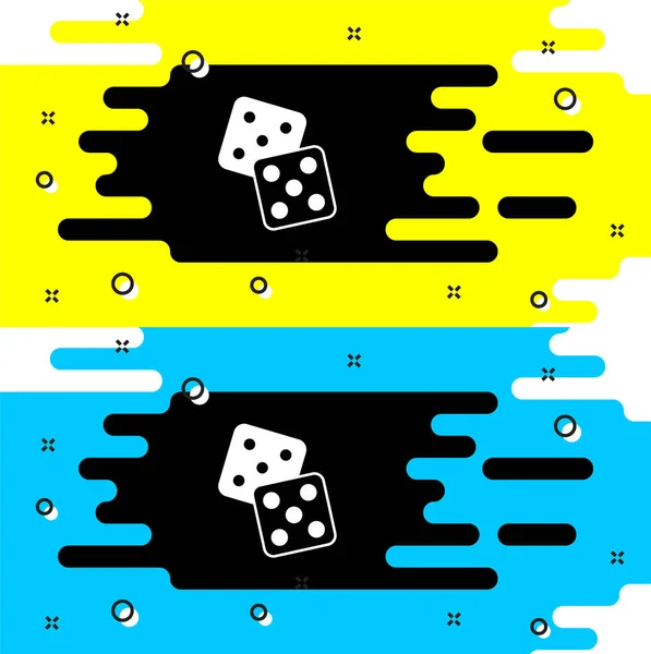 白色游戏骰子图标孤立在黑色背景 赌场赌博 — 图库矢量图片