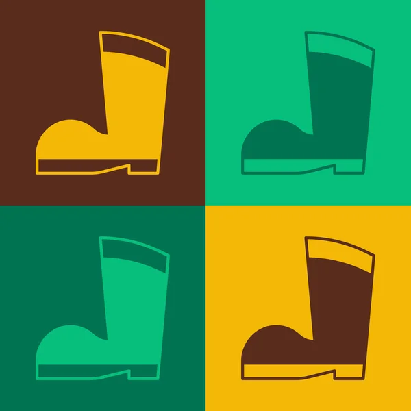 Pop Art Waterproof Rubber Boot Icon Isolated Color Background Gumboots — Stock Vector