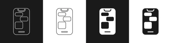 Set Mobile Hours Support Icon Isolated Black White Background All — Stok Vektör