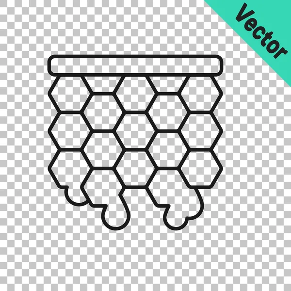 Черная Линия Honeycomb Значок Изолирован Прозрачном Фоне Символ Медовых Клеток — стоковый вектор