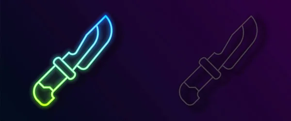 Zářící Neonová Čára Ikona Nože Izolovaná Černém Pozadí Symbol Příboru — Stockový vektor