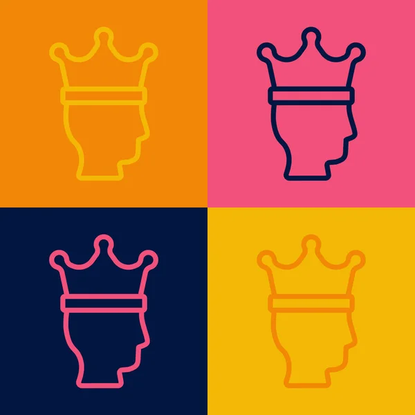 Иконка Короны Поп Арта Изолирована Цветном Фоне Вектор — стоковый вектор