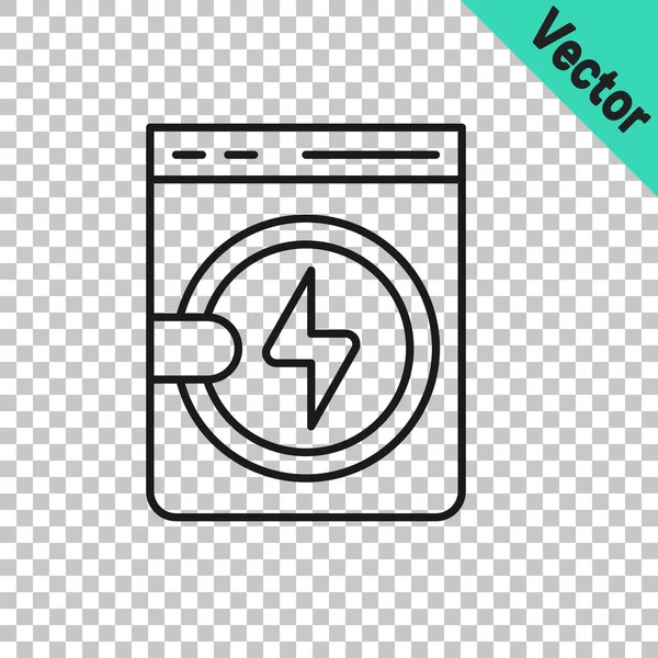 Black Line Washer Symbol Isoliert Auf Transparentem Hintergrund Waschmaschinensymbol Kleiderwaschmaschine — Stockvektor