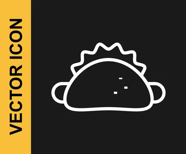 Белая Линия Taco Иконой Тортильи Черном Фоне Традиционное Мексиканское Меню — стоковый вектор