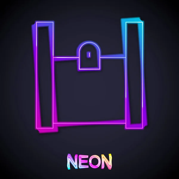 Linea Neon Incandescente Icona Della Shopping Bag Carta Isolata Sfondo — Vettoriale Stock
