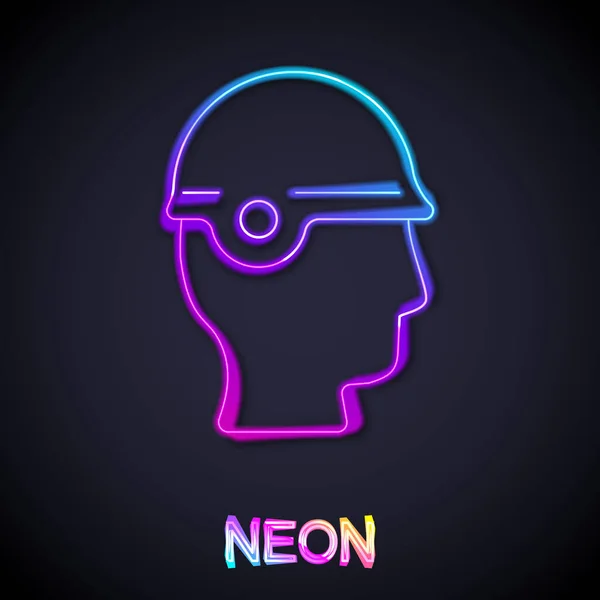 Zářící Neonová Linie Baseball Helma Ikon Izolované Černém Pozadí Vektor — Stockový vektor