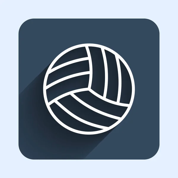 Vit Linje Volleyboll Ikon Isolerad Med Lång Skugga Bakgrund Sportutrustning — Stock vektor