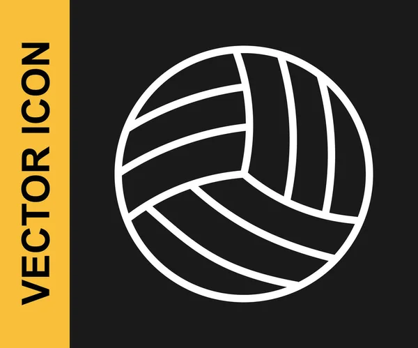 Weiße Linie Volleyball Symbol Isoliert Auf Schwarzem Hintergrund Sportgeräte Vektor — Stockvektor
