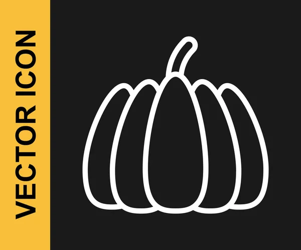 Weiße Linie Kürbissymbol Isoliert Auf Schwarzem Hintergrund Frohe Halloween Party — Stockvektor
