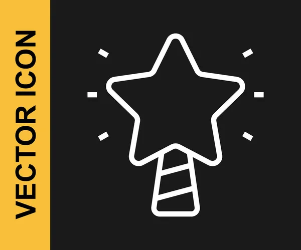 Icono Estrella Navidad Línea Blanca Aislado Sobre Fondo Negro Feliz — Vector de stock