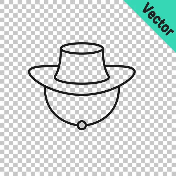 Black Line Fisherman Hat Icon Isolated Transparent Background Vector — Stock Vector