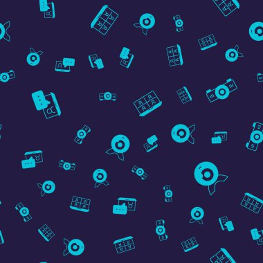 Video sohbet konferansı, film, medya projektörü ve web kamerasını kusursuz bir şekilde ayarla. Vektör