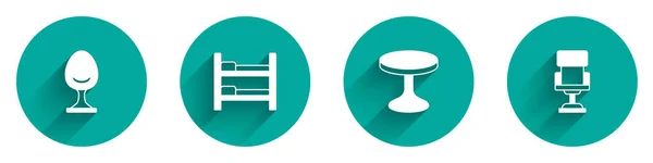 Set Sessel Etagenbett Runder Tisch Und Office Symbol Mit Langem — Stockvektor