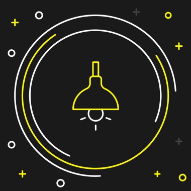 Lamba asma simgesi siyah arkaplanda izole edildi. Tavan lambası ampulü. Renkli taslak konsepti. Vektör