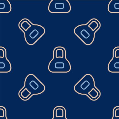 Çizgi Ağırlığı simgesi mavi arkaplanda izole edilmiş pürüzsüz desen. Kilogram ağırlık kaldırmak ve ölçmek için ağırlık bloğu. Kütle sembolü. Vektör