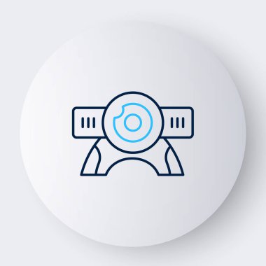 Çizgi web kamera simgesi beyaz arkaplanda izole edildi. Sohbet kamerası. Web kamerası simgesi. Renkli taslak konsepti. Vektör