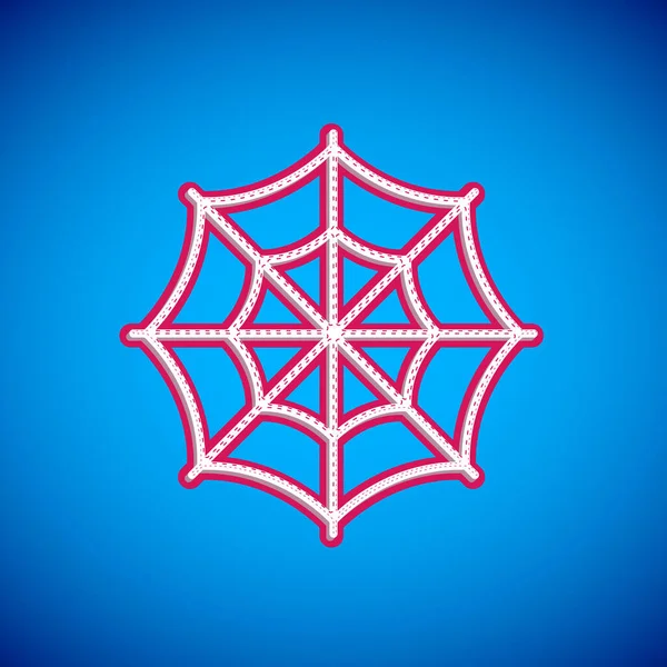Icona Web White Spider Isolata Sfondo Blu Segno Cobweb Buona — Vettoriale Stock