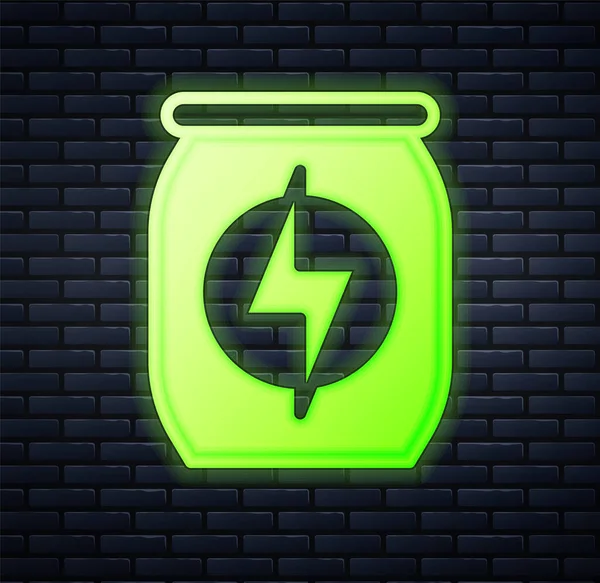 Leuchtendes Neonfarbenes Energy Drink Symbol Isoliert Auf Ziegelwand Hintergrund Vektor — Stockvektor