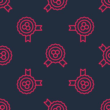 Kırmızı çizgi Bal ödülü ikonu siyah arkaplanda izole edilmiş pürüzsüz desen. Bal madalyası. Vektör