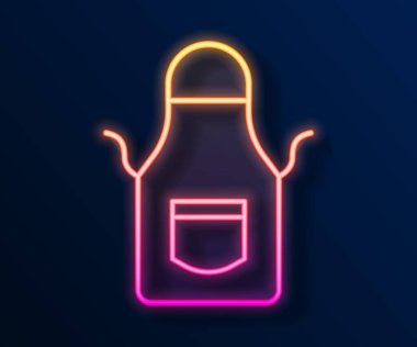 Parlayan neon hattı Blacksmith önlük simgesi siyah arkaplanda izole edildi. Koruyucu giysi ve alet işçisi. Vektör