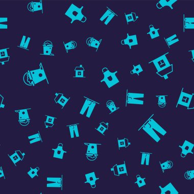 Kovayı köpüklü köpüklü ve köpüklü hazırla, House, mutfak önlüğü ve kurutucu giysileri pürüzsüz desenli yap. Vektör