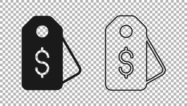 Black Price Tag Dollar Icon Isolated Transparent Background Badge Price — Stock Vector