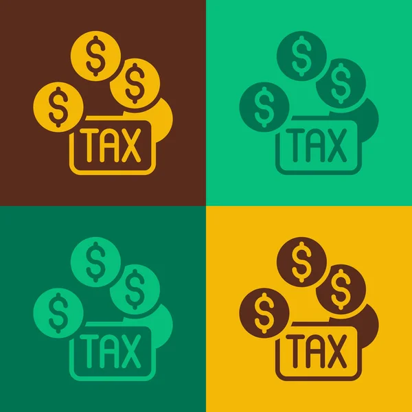 Pop Art Ikona Płatności Podatku Izolowane Tle Koloru Wektor — Wektor stockowy