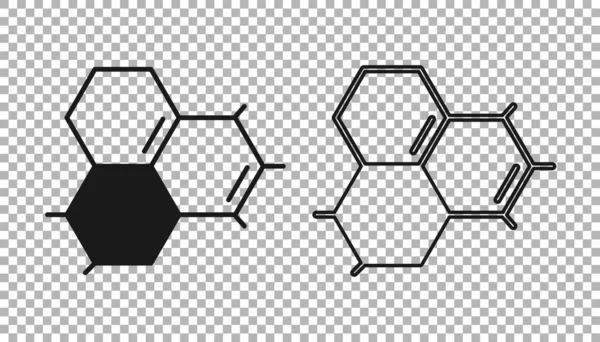 透明な背景に分離された黒い分子油のアイコン 化学における分子の構造 ベクトル — ストックベクタ