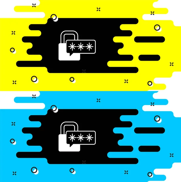 Icono Seguridad Cibernética Blanca Aislado Sobre Fondo Negro Candado Cerrado — Archivo Imágenes Vectoriales
