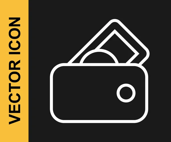 Weiße Brieftasche Mit Geldsymbol Auf Schwarzem Hintergrund Portemonnaie Bargeldsparsymbol Vektor — Stockvektor