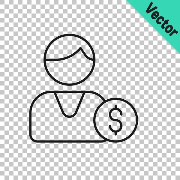 Schwarze Linie Käufer Symbol Isoliert Auf Transparentem Hintergrund Vektor — Stockvektor