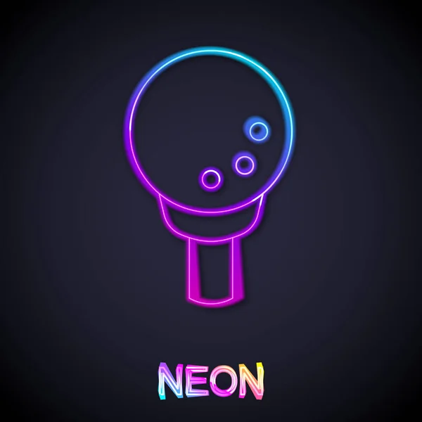 Glowing Neon Line Golf Ball Tee Icon Isolated Black Background — Stock Vector