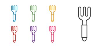 Fork simgesini beyaz arkaplanda izole et. Çatal bıçak sembolü. Simgeleri renklendirin. Vektör