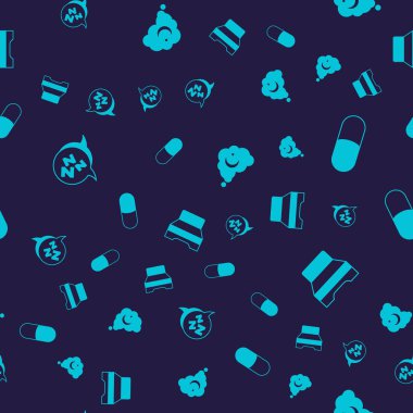 Uykucu, Uyku hapı, Rüyalar ve Büyük Yatak 'ı kusursuz bir düzene sokun. Vektör