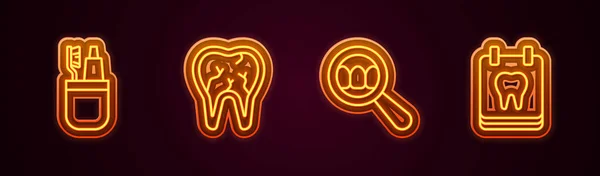 Установите Линию Зубной Щетки Зубной Пасты Сломанный Поиск Зубов Календарь — стоковый вектор