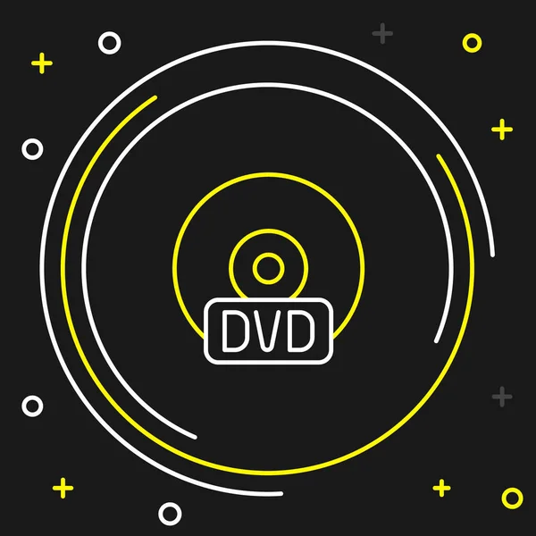 Icono Dvd Línea Aislado Sobre Fondo Negro Signo Disco Compacto — Archivo Imágenes Vectoriales