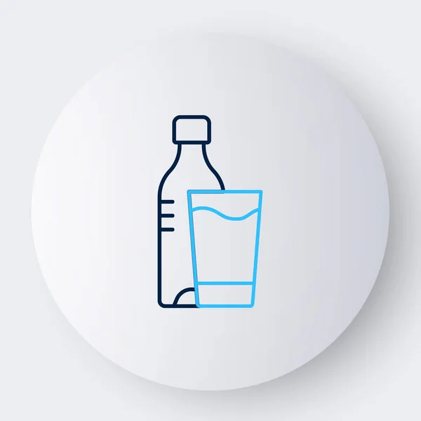 Line Flasche Wasser Mit Glassymbol Isoliert Auf Weißem Hintergrund Soda — Stockvektor