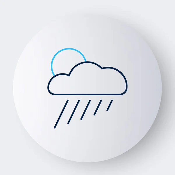 Line Cloud Mit Regen Und Sonne Icon Isoliert Auf Weißem — Stockvektor