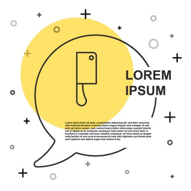 Siyah çizgi Et Helikopteri simgesi beyaz arkaplanda izole edildi. Et için mutfak bıçağı. Kasap bıçağı. Rastgele dinamik şekiller. Vektör
