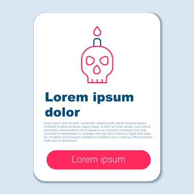 Gri arkaplanda izole edilmiş bir kafatası ikonunda çizgi yakan mum. Ölüm günü. Renkli taslak konsepti. Vektör