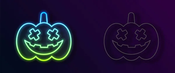 Glowing Neon Line Pumpkin Icon Isolated Black Background Happy Halloween — Stock Vector